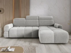 Designer Ecksofa Arosa mit elektrischer Schlaffunktion in Bouclé