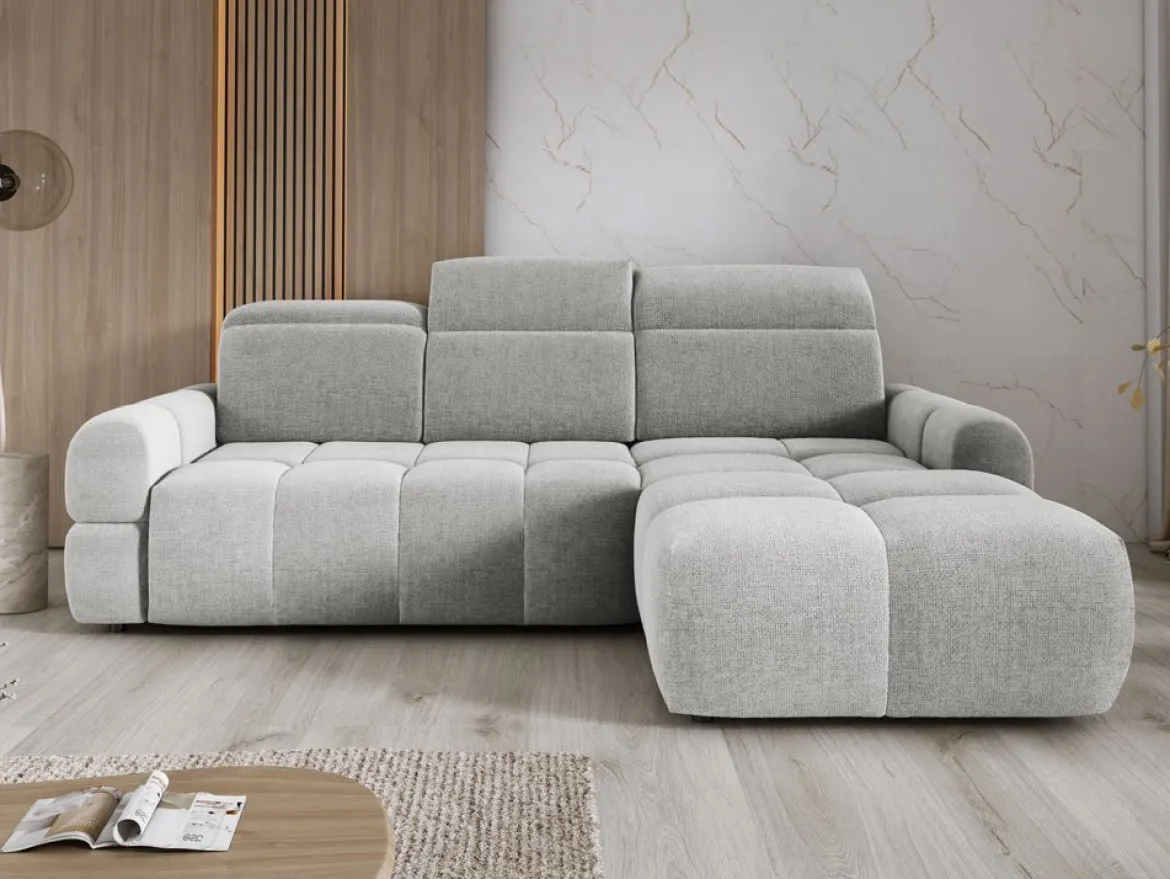 Designer Ecksofa Arosa mit elektrischer Schlaffunktion in Bouclé