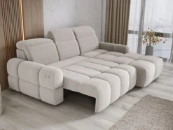 Designer Ecksofa Arosa mit elektrischer Schlaffunktion in Bouclé