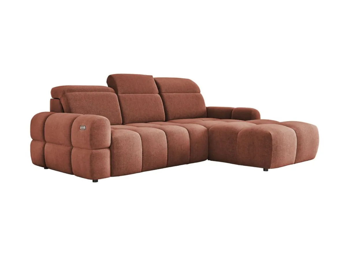 Designer Ecksofa Arosa mit elektrischer Schlaffunktion in Bouclé
