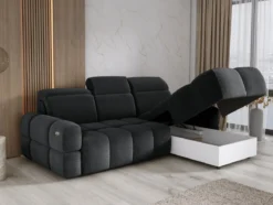 Designer Ecksofa Arosa mit elektrischer Schlaffunktion in Bouclé