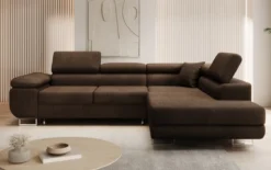 Designer Ecksofa Aston mit Schlaf- und Klappfunktion aus Bouclé