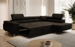 Designer Ecksofa Aston mit Schlaf- und Klappfunktion aus Bouclé