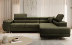 Designer Ecksofa Aston mit Schlaf- und Klappfunktion aus Bouclé