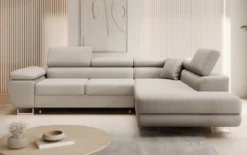 Designer Ecksofa Aston mit Schlaf- und Klappfunktion aus Bouclé