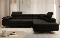 Designer Ecksofa Aston mit Schlaf- und Klappfunktion aus Bouclé