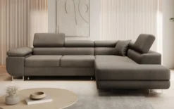 Designer Ecksofa Aston mit Schlaf- und Klappfunktion aus Bouclé