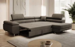 Designer Ecksofa Aston mit Schlaf- und Klappfunktion aus Bouclé