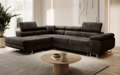 Designer Ecksofa Aston mit Schlaf- und Klappfunktion aus Samt