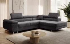 Designer Ecksofa Aston mit Schlaf- und Klappfunktion aus Cord