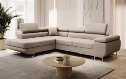 Designer Ecksofa Aston mit Schlaf- und Klappfunktion aus Kunstleder