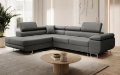 Designer Ecksofa Aston mit Schlaf- und Klappfunktion aus Kunstleder