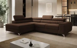 Designer Ecksofa Aurea mit Schlaf- und Klappfunktion in Bouclé