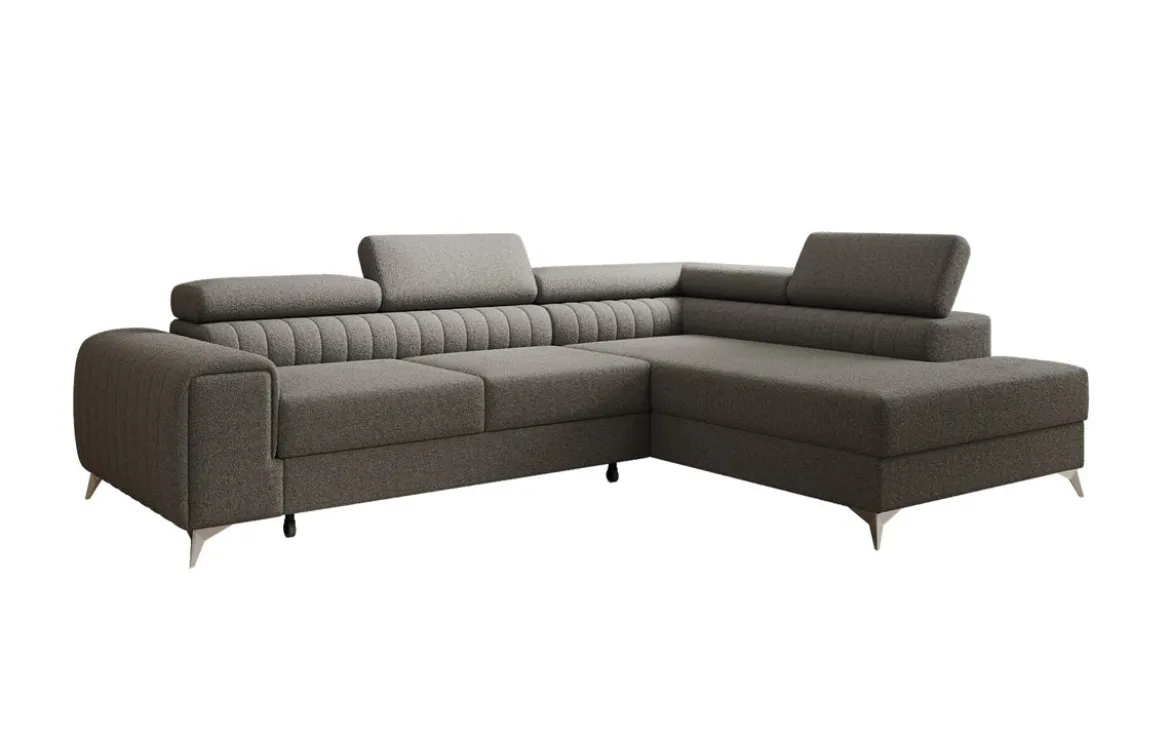 Designer Ecksofa Aurea mit Schlaf- und Klappfunktion in Bouclé