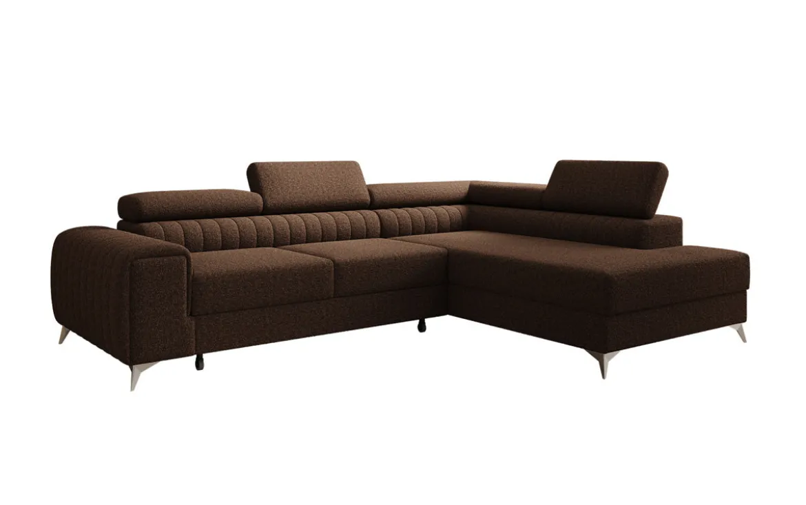 Designer Ecksofa Aurea mit Schlaf- und Klappfunktion in Bouclé