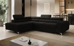 Designer Ecksofa Aurea mit Schlaf- und Klappfunktion in Bouclé