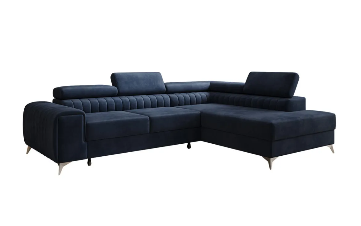 Designer Ecksofa Aurea mit Schlaf- und Klappfunktion in Samt