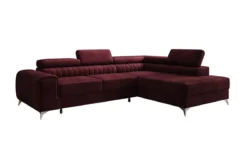 Designer Ecksofa Aurea mit Schlaf- und Klappfunktion in Samt