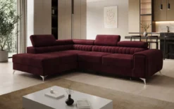 Designer Ecksofa Aurea mit Schlaf- und Klappfunktion in Samt