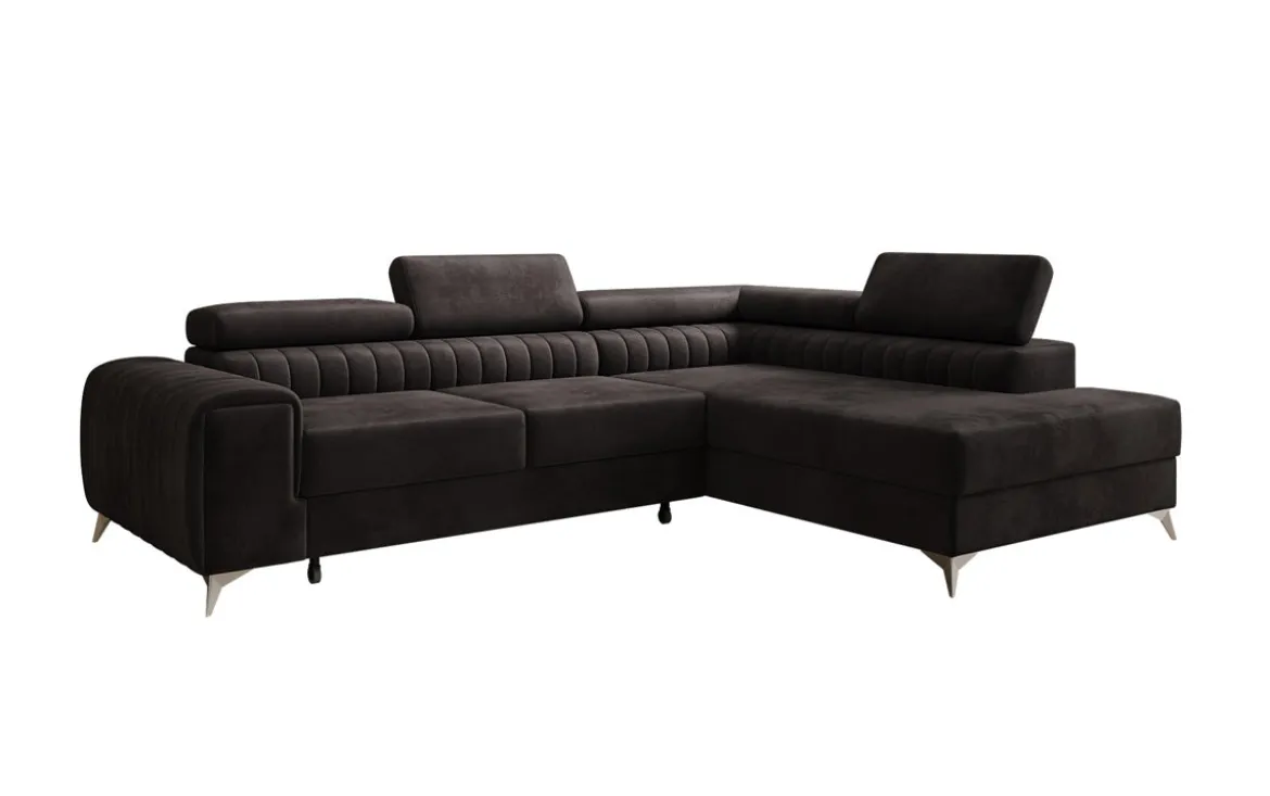 Designer Ecksofa Aurea mit Schlaf- und Klappfunktion in Samt