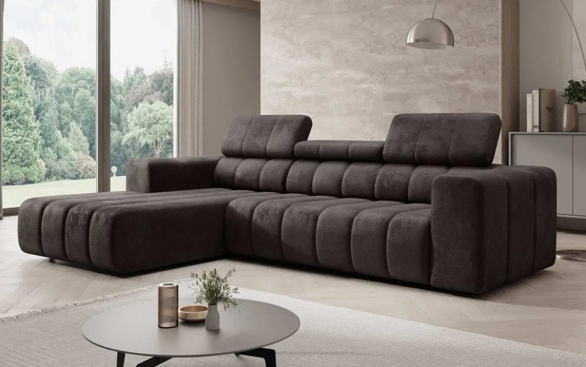 Designer Ecksofa Aurora Mini mit verstellbaren Kopfstützen