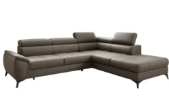 Designer Ecksofa Aveline mit Schlaffunktion und Stauraum in Echtleder