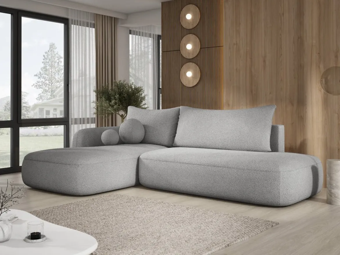 Designer Ecksofa Babu Bouclé mit Schlaf- und Klappfunktion