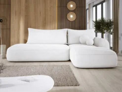 Designer Ecksofa Babu Bouclé mit Schlaf- und Klappfunktion