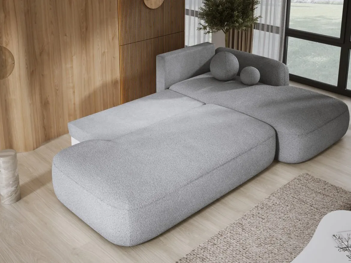 Designer Ecksofa Babu Bouclé mit Schlaf- und Klappfunktion