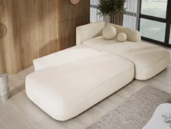 Designer Ecksofa Babu Bouclé mit Schlaf- und Klappfunktion