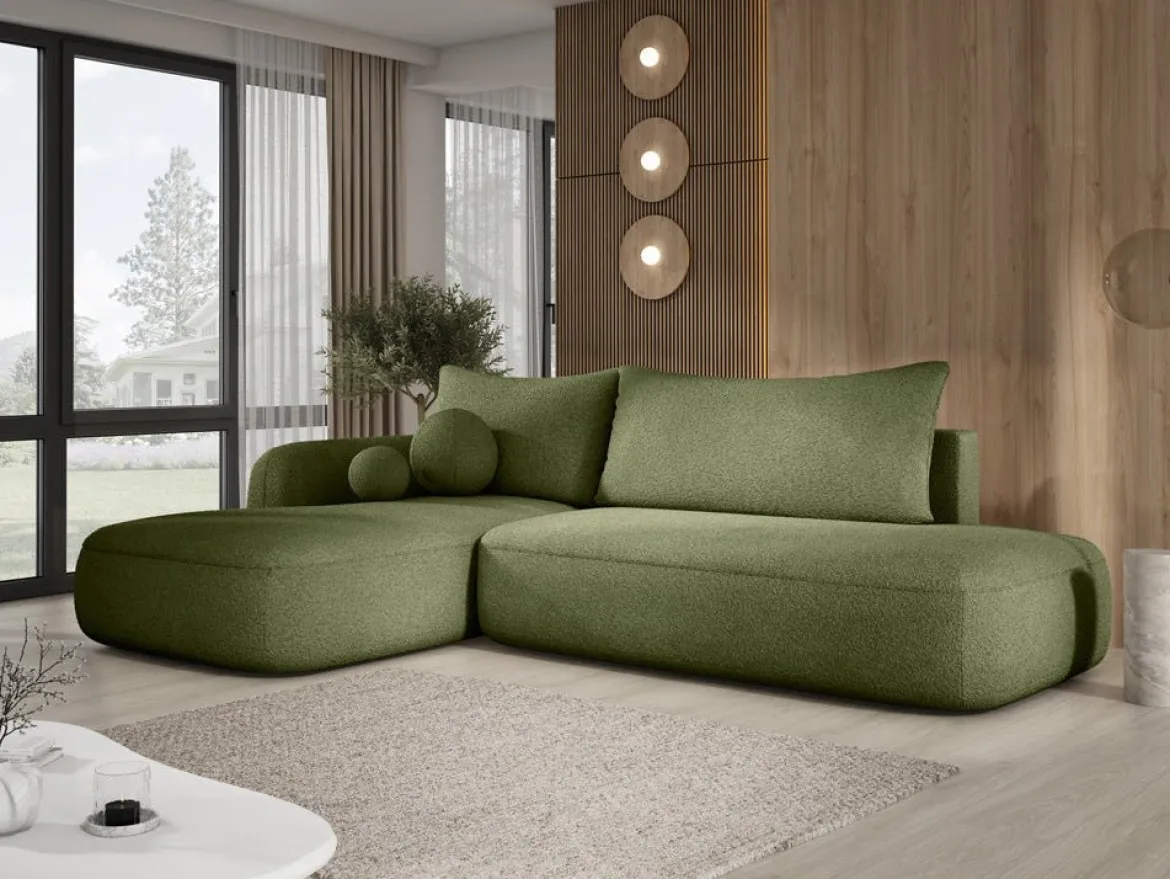 Designer Ecksofa Babu Bouclé mit Schlaf- und Klappfunktion