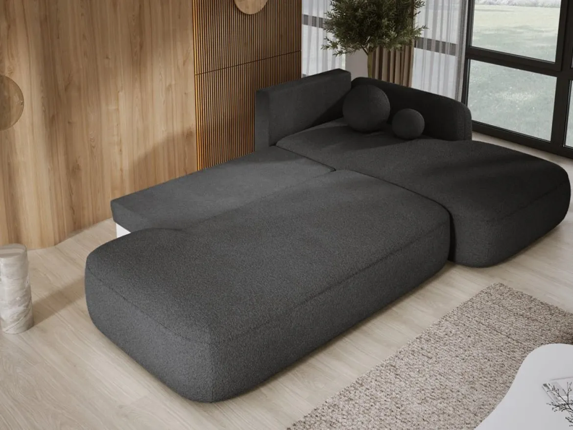 Designer Ecksofa Babu Bouclé mit Schlaf- und Klappfunktion