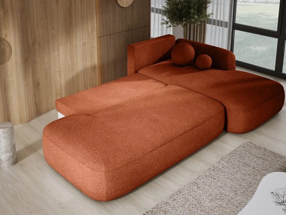 Designer Ecksofa Babu Bouclé mit Schlaf- und Klappfunktion