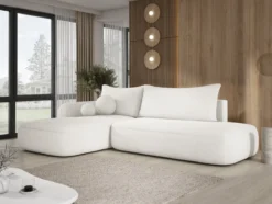 Designer Ecksofa Babu Bouclé mit Schlaf- und Klappfunktion