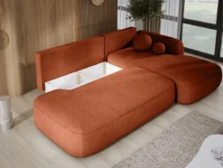Designer Ecksofa Babu Bouclé mit Schlaf- und Klappfunktion