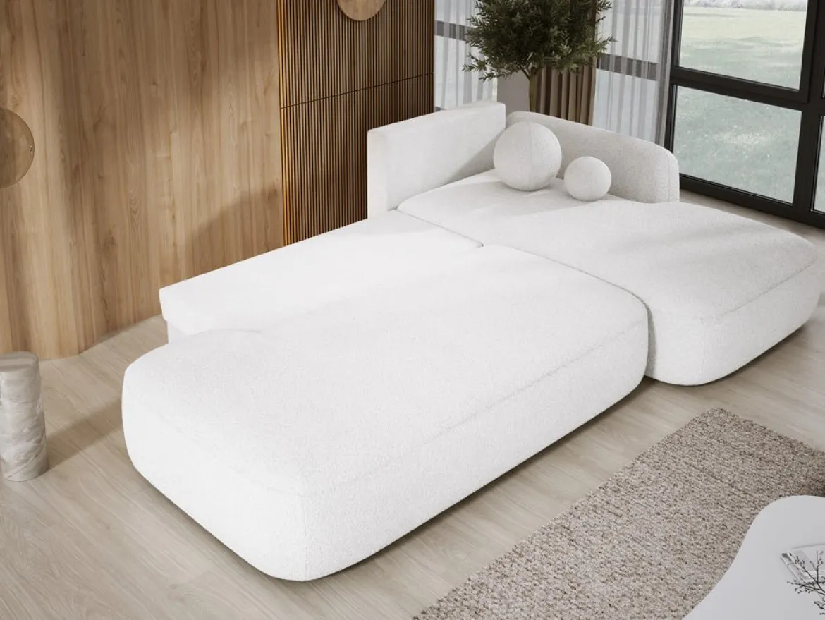 Designer Ecksofa Babu Bouclé mit Schlaf- und Klappfunktion
