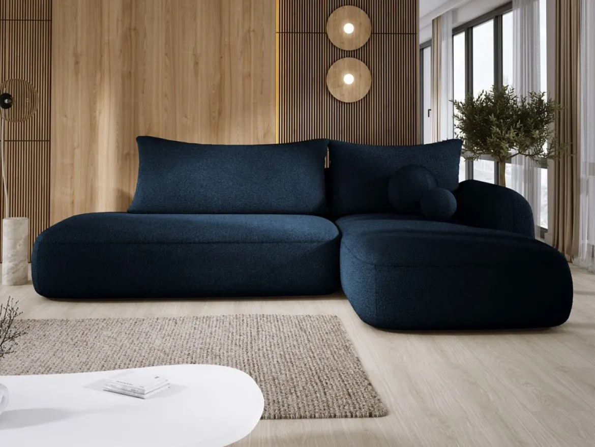 Designer Ecksofa Babu Bouclé mit Schlaf- und Klappfunktion