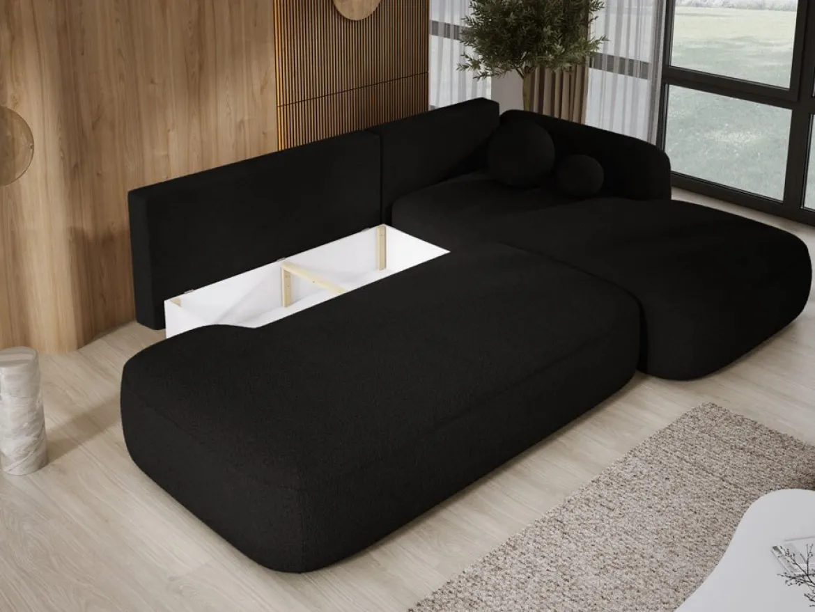 Designer Ecksofa Babu Bouclé mit Schlaf- und Klappfunktion