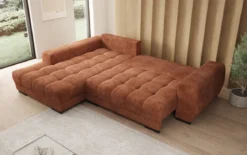 Designer Ecksofa Balu mit Schlaffunktion und Stauraum in Cord