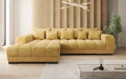 Designer Ecksofa Balu mit Schlaffunktion und Stauraum in Cord