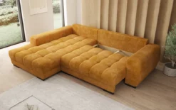 Designer Ecksofa Balu mit Schlaffunktion und Stauraum in Cord