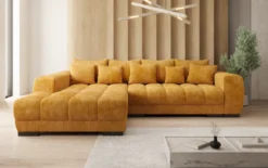 Designer Ecksofa Balu mit Schlaffunktion und Stauraum in Cord