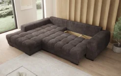 Designer Ecksofa Balu mit Schlaffunktion und Stauraum in Cord