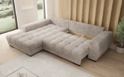 Designer Ecksofa Balu mit Schlaffunktion und Stauraum in Cord