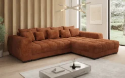 Designer Ecksofa Balu mit Schlaffunktion und Stauraum in Cord