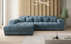 Designer Ecksofa Balu mit Schlaffunktion und Stauraum in Cord
