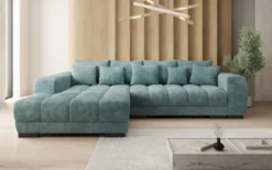 Designer Ecksofa Balu mit Schlaffunktion und Stauraum in Cord