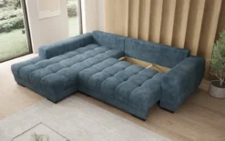 Designer Ecksofa Balu mit Schlaffunktion und Stauraum in Cord