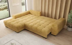 Designer Ecksofa Balu mit Schlaffunktion und Stauraum in Cord