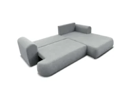 Designer Ecksofa Baron mit Schlaffunktion und Stauraum aus Boucle